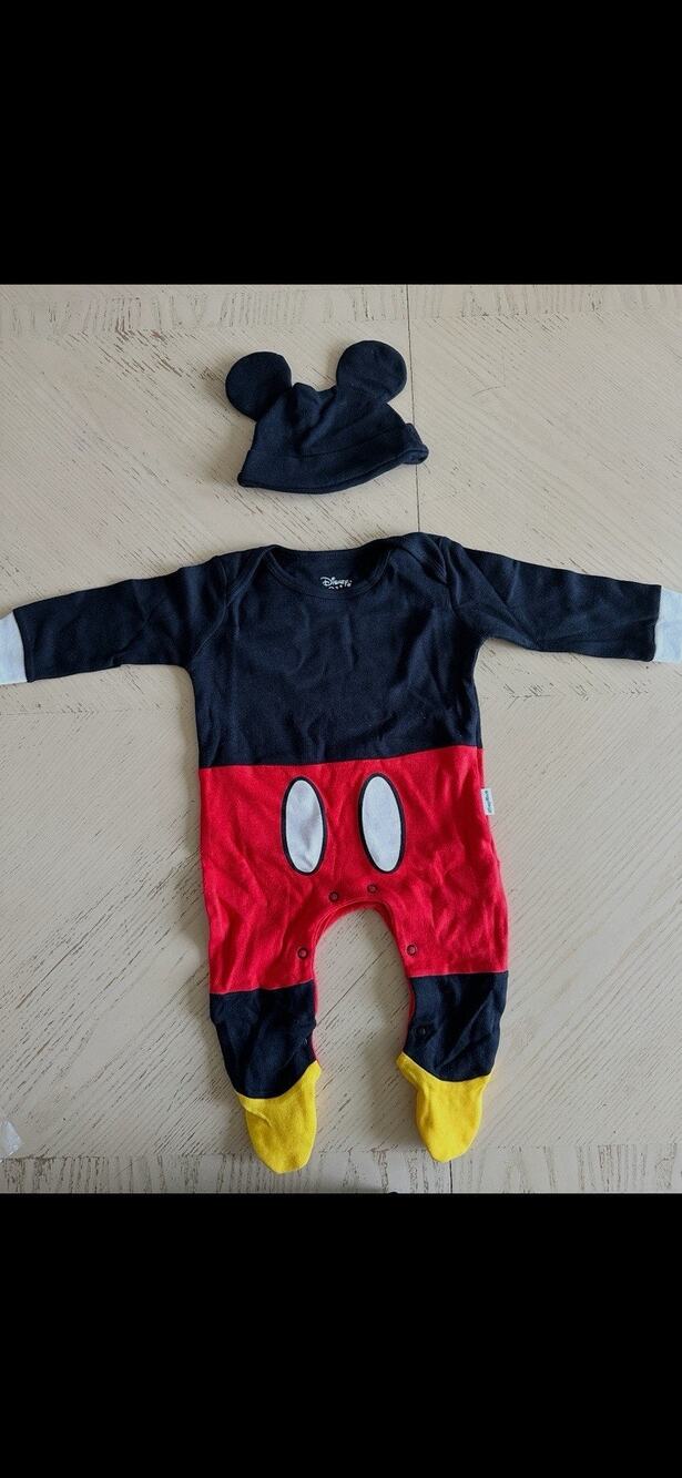 DISNEY BABY Mickey Mouse Footies and Hat Set Size 3-6 Months